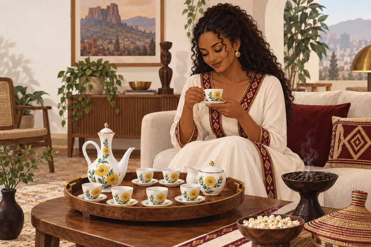Illustration of the adey abeba 23-piece coffee set