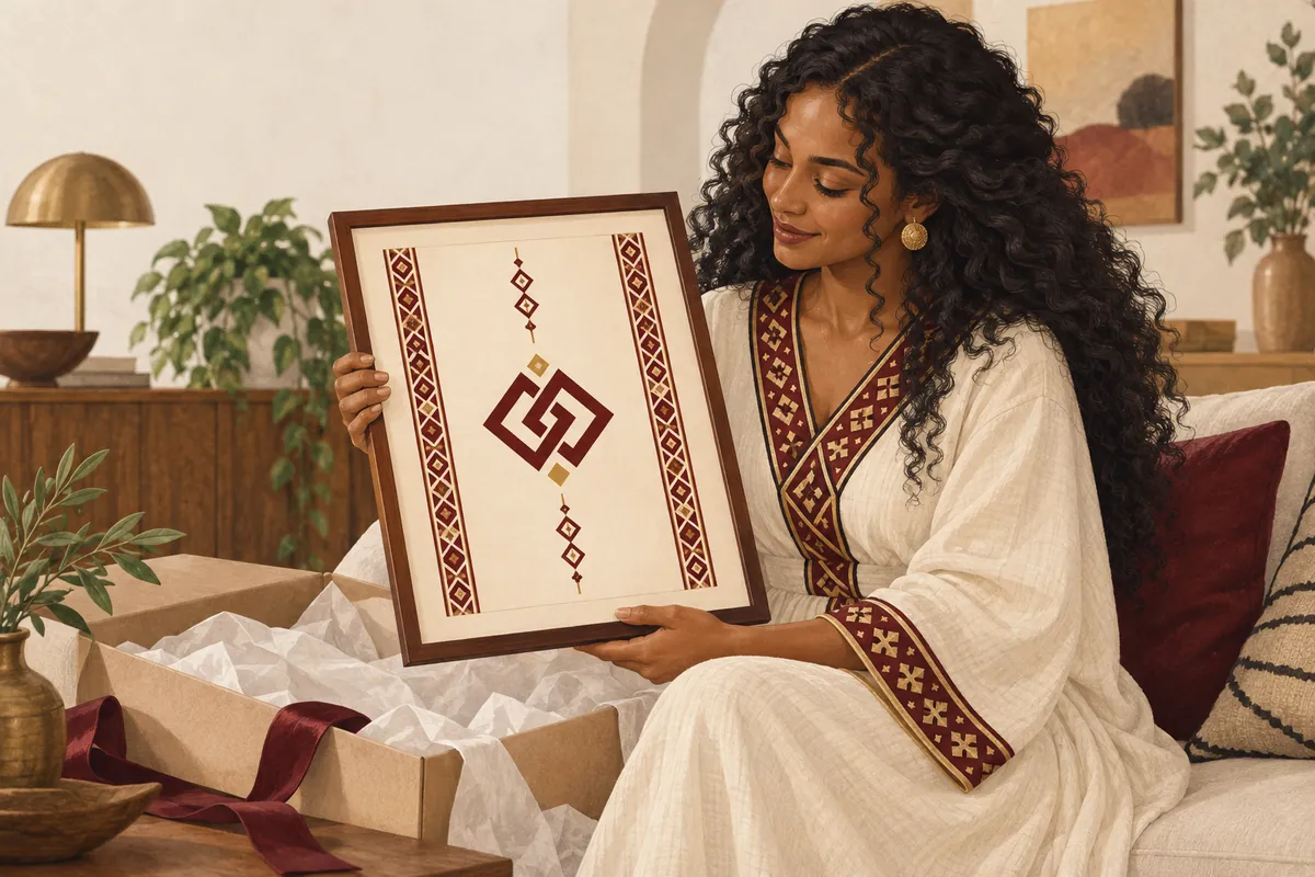 Illustration of the amharic family name print
