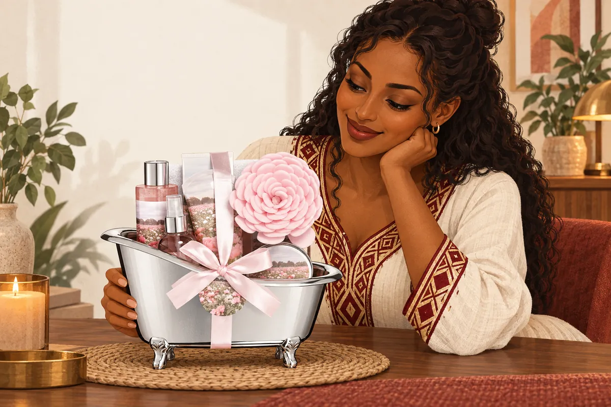 Illustration of the luxury spa gift basket