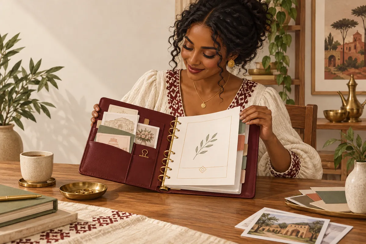 Illustration of the boho wedding planner & organiser book