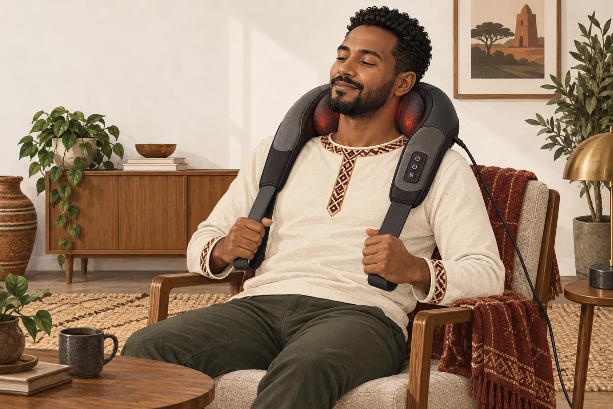 Illustration of the corded heated neck massager