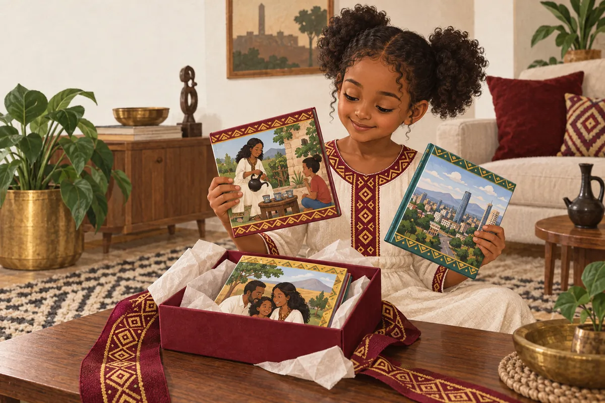 Illustration of the habesha children's book set