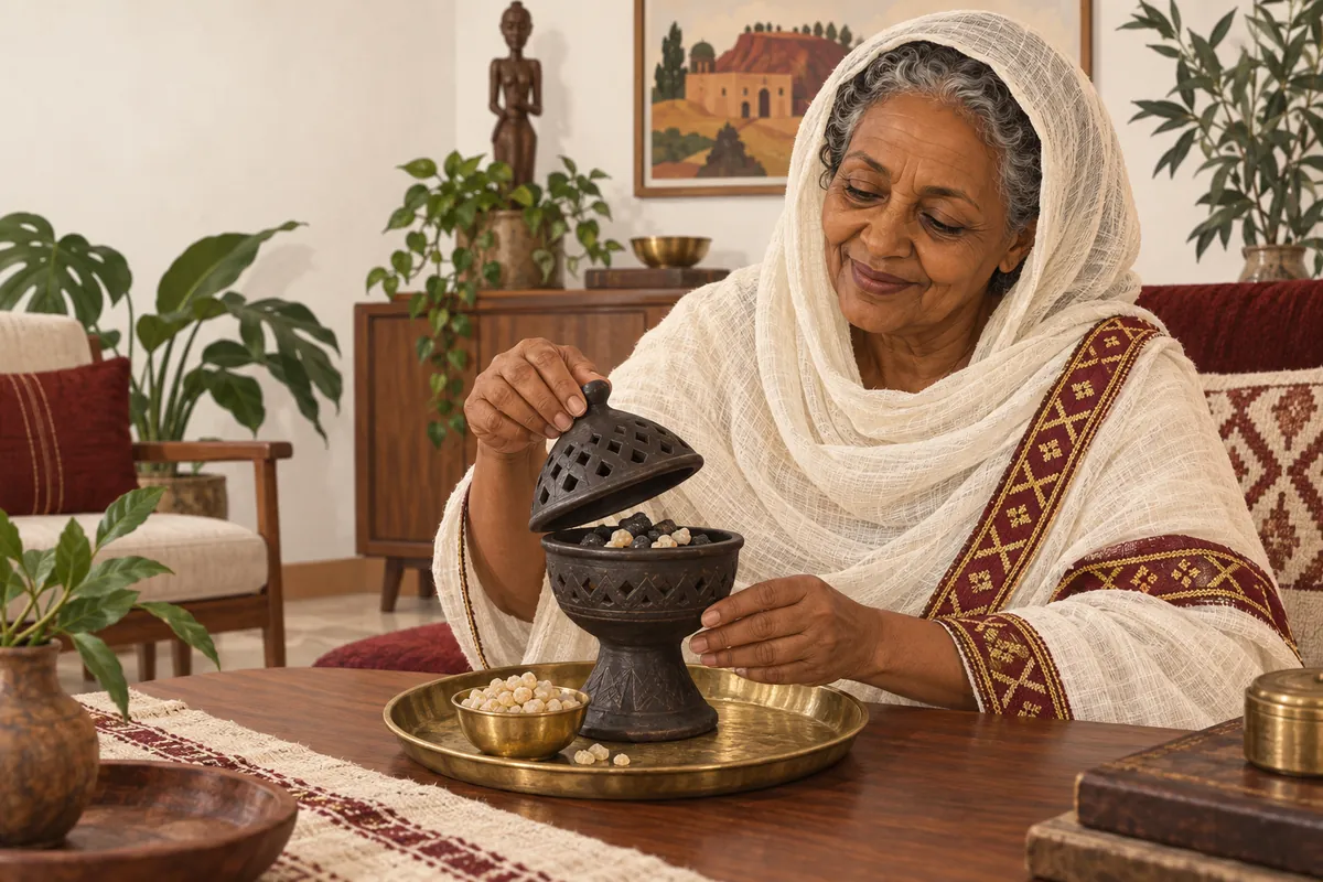 Illustration of the incense burner & frankincense set