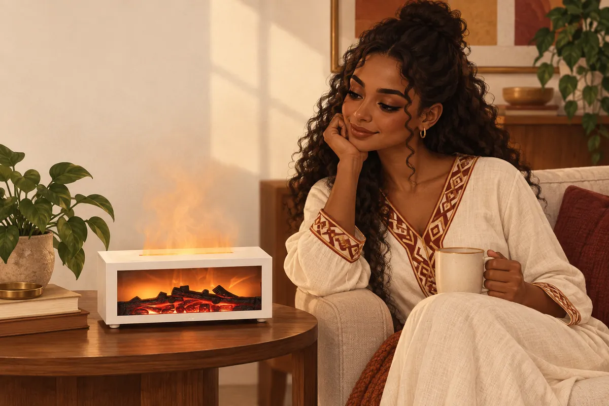 Illustration of the flame effect essential oil diffuser