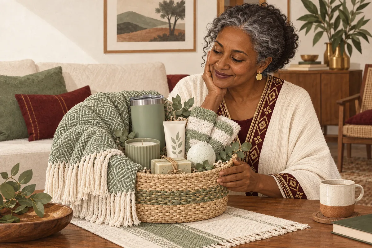 Illustration of the self-care & get well gift basket