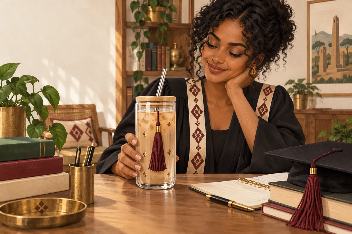 Illustration of the “tassel was worth the hassle” glass cup