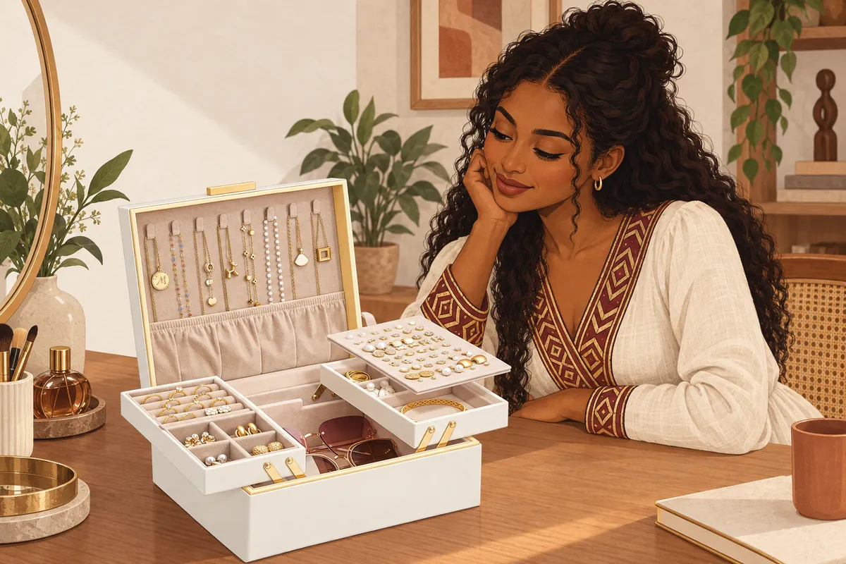 Illustration of the jewelry organizer box