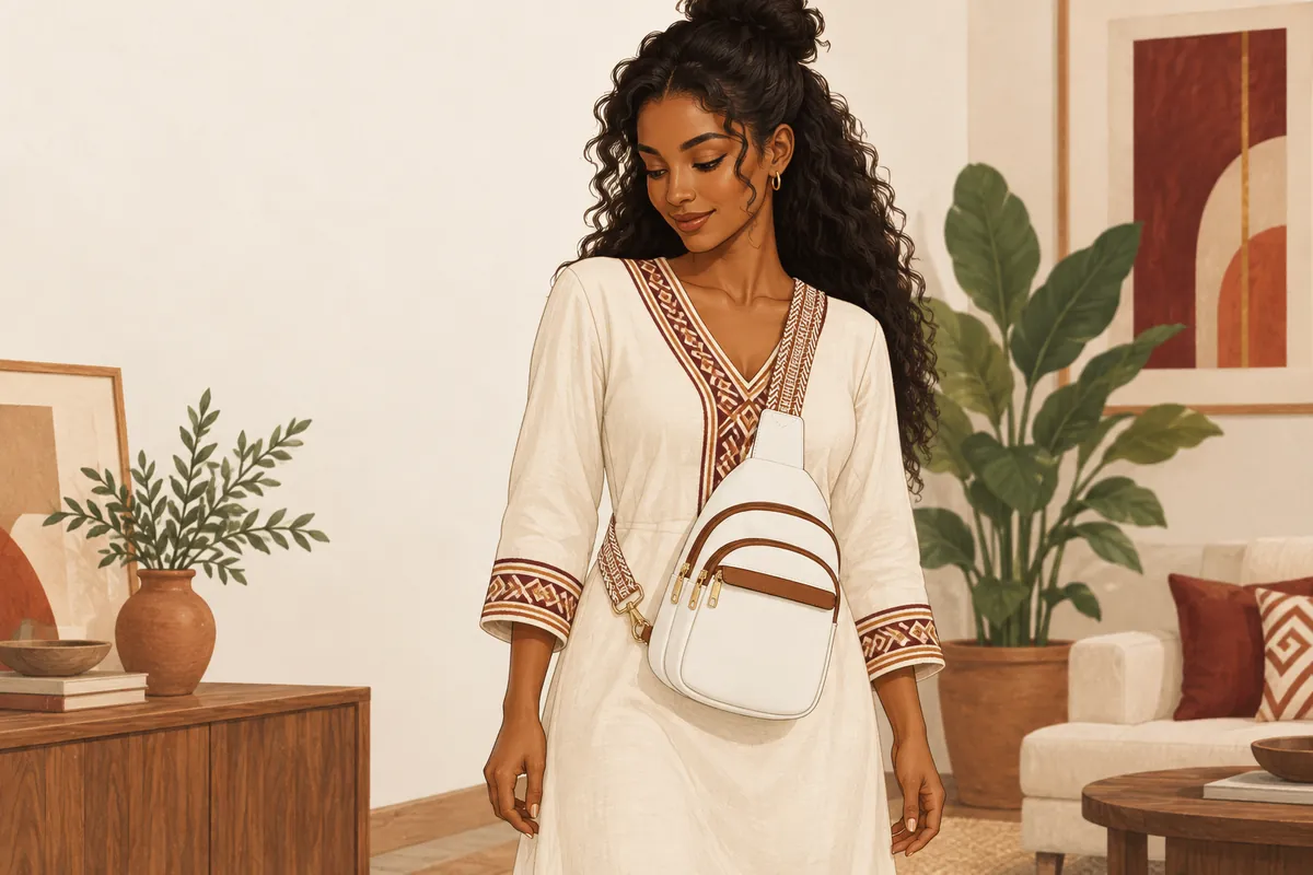 Illustration of the leather sling crossbody bag