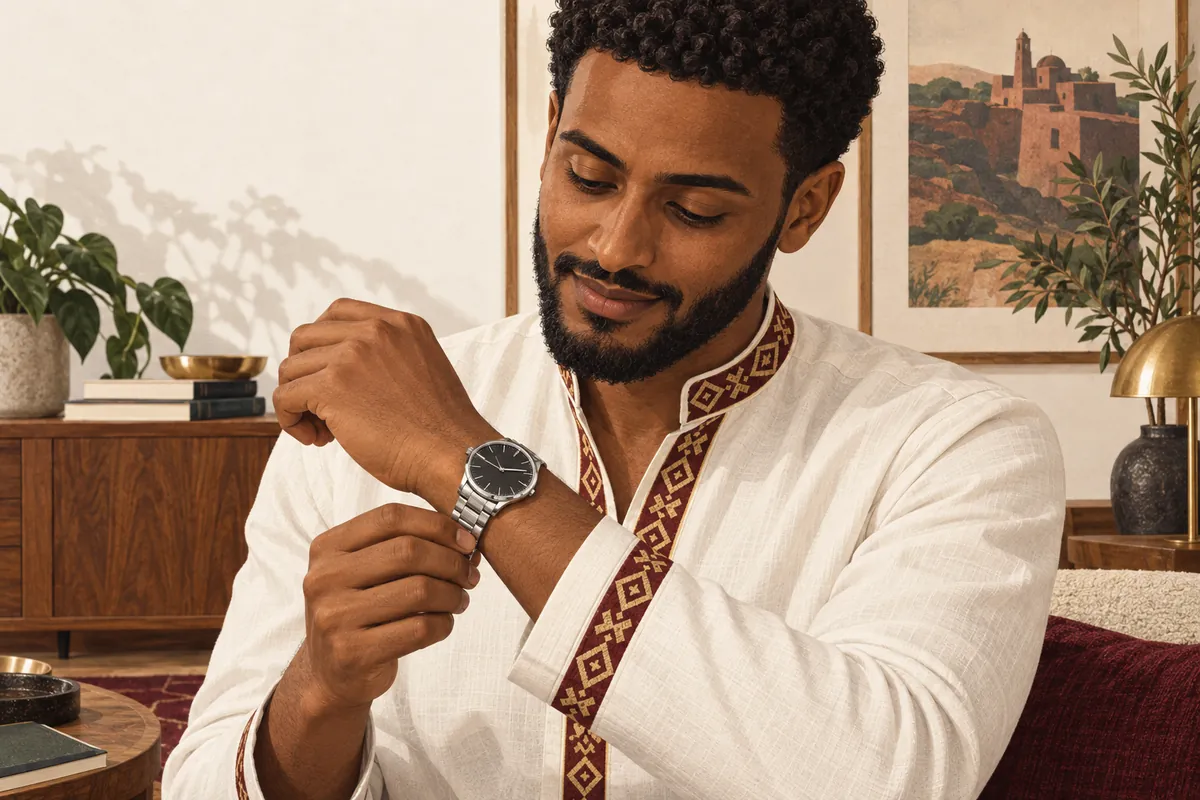 Illustration of the classic stainless steel dress watch