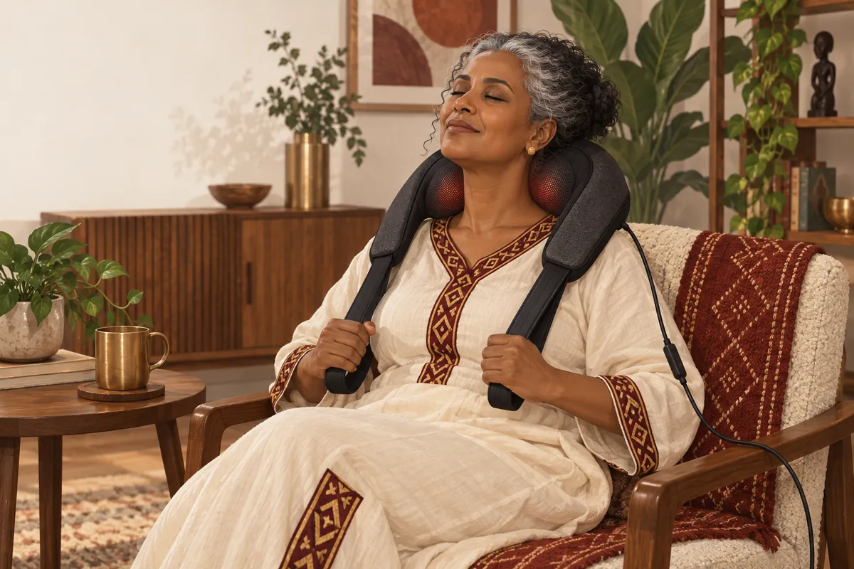 Illustration of the heated neck & back massager
