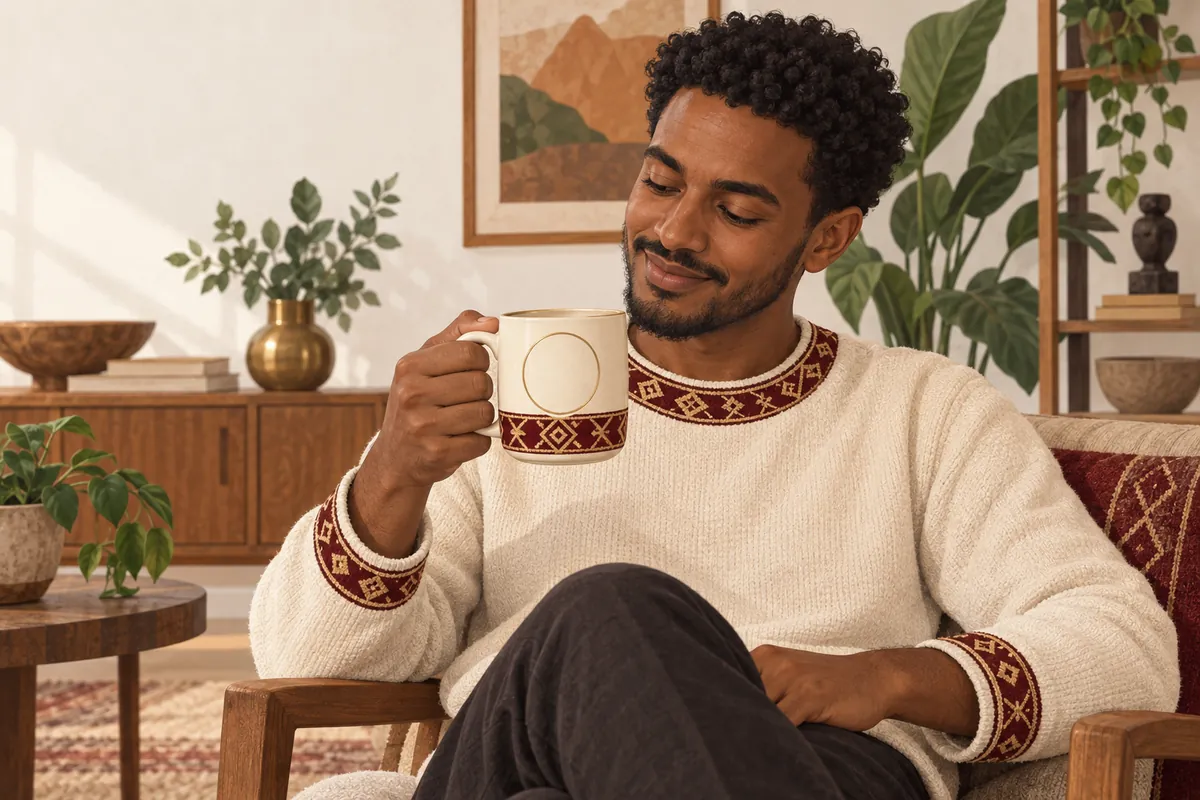 Illustration of the personalized amharic coffee mug