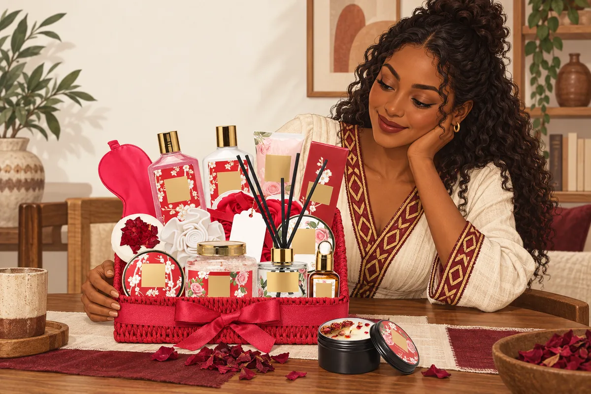 Illustration of the 25-piece spa gift set