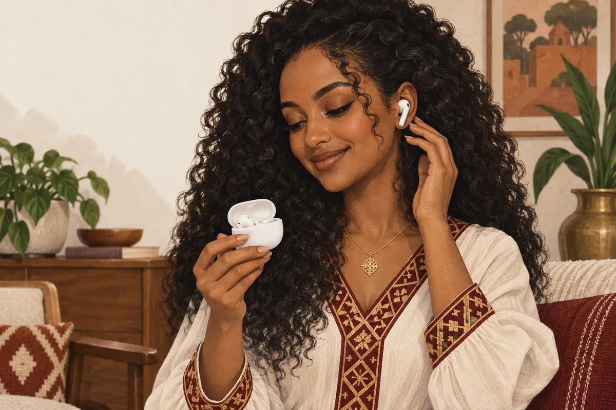 Illustration of the wireless bluetooth earbuds